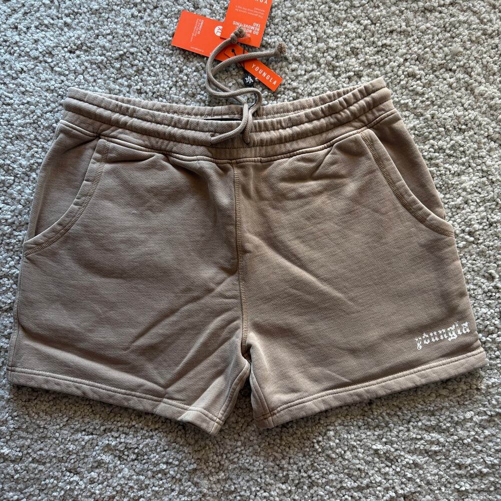 Men's YoungLA 107 ChromeGymAthleticSweatShorts, XL, NWT Tan